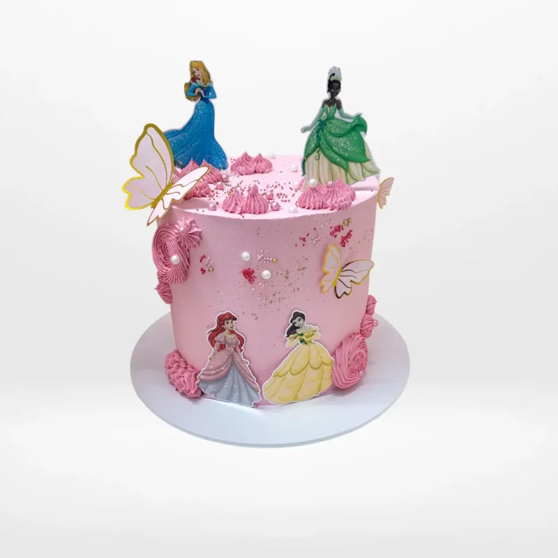 Princess Cake | Cake Shop Redditch Pink Princess Cake with butterfly topper handcrafted at The Cravery, cake shop Redditch.