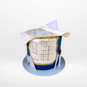 Construction Architect Cake | The Cravery Cake Shop Birmingham Construction Architect Cake from The Cravery cake shop in Birmingham featuring construction-themed details and architectural prints.