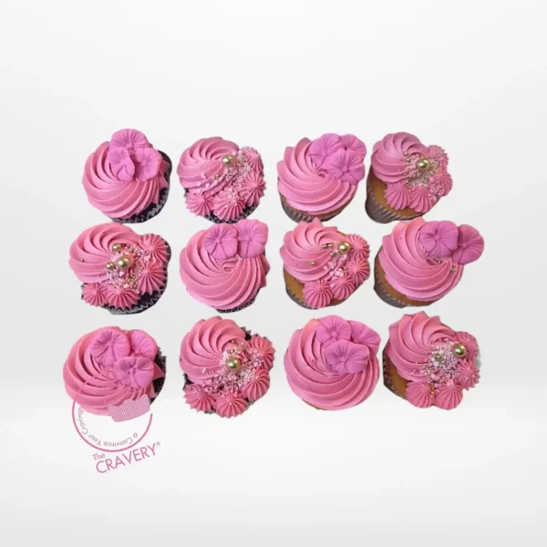 Flamingo Cupcakes by The Cravery, elegant pink cupcakes baked fresh in Solihull.