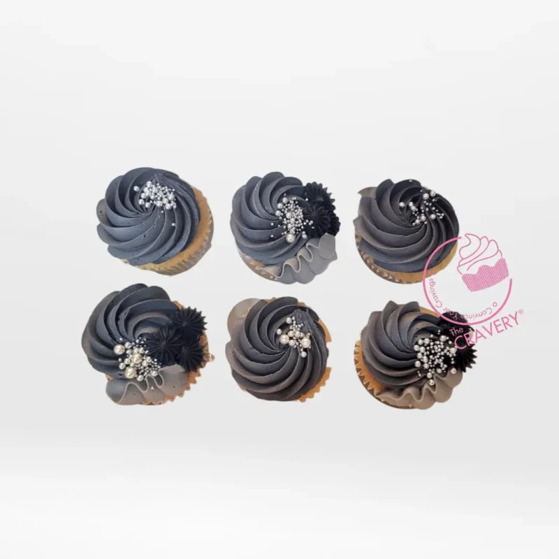 Grey Cupcakes by The Cravery, modern, elegant handcrafted cupcakes baked fresh in Sutton Coldfield.