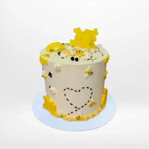 Happy Bee Cake by The Cravery, yellow bee-themed birthday cake available for cake delivery in Birmingham.