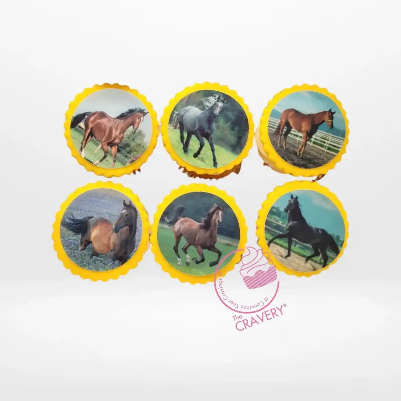 Horse Cupcakes, The Cravery Sutton Coldfield Horse Cupcakes by The Cravery, handcrafted equestrian-themed cupcakes with horse decorations, freshly baked in Sutton Coldfield.