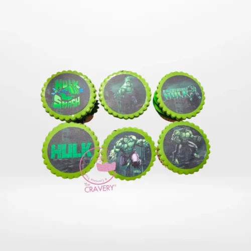 Hulk Cupcakes by The Cravery, green superhero cupcakes handcrafted and freshly baked in Walsall.