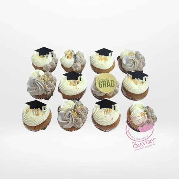 Grad Cupcakes by The Cravery, handcrafted graduation cupcakes made in Birmingham.