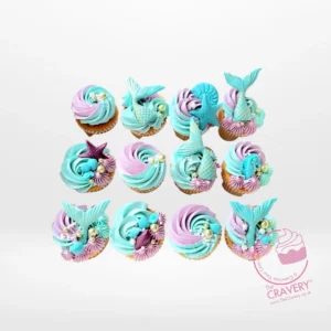 Mermaid Cupcakes by The Cravery, handcrafted ocean-themed cupcakes made in Birmingham.