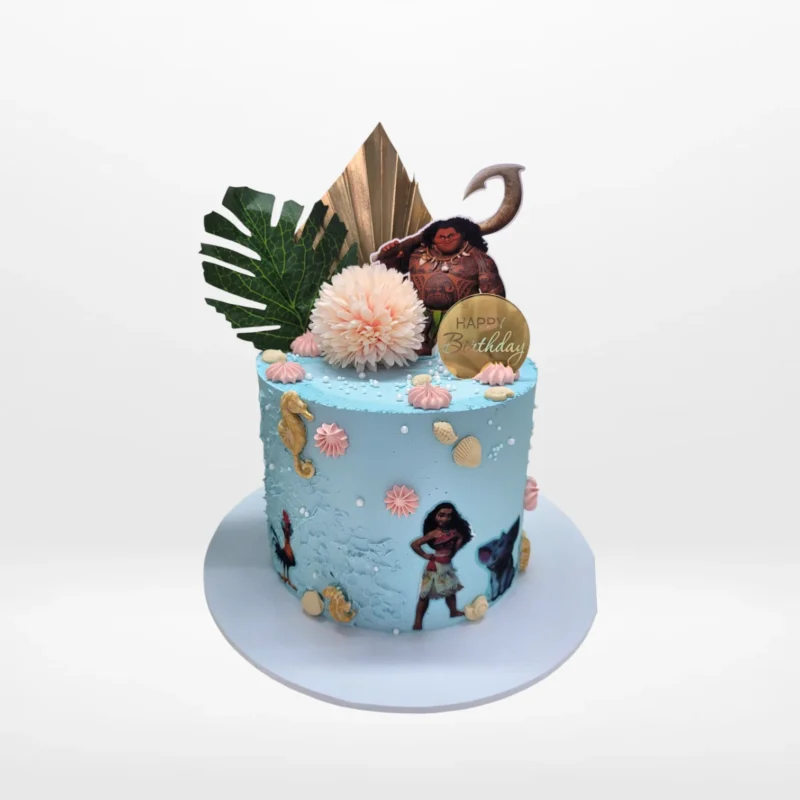 Moana Birthday Cake | Cake Shop Soho Road Birmingham Moana Birthday Cake featuring tropical island details handcrafted at The Cravery, cake shop Soho Road Birmingham.