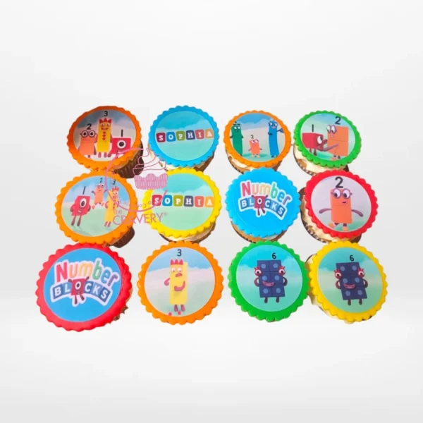 Number Cupcakes by The Cravery, Numberblocks-themed cupcakes with edible prints, handcrafted in Solihull.