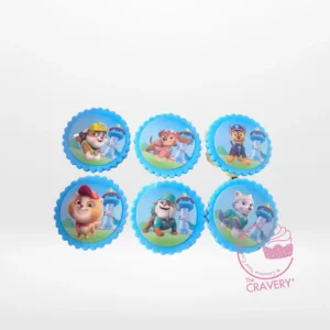 Paw Patrol Cupcakes by The Cravery, handcrafted cupcakes with edible Paw Patrol character toppers, freshly baked in Birmingham.