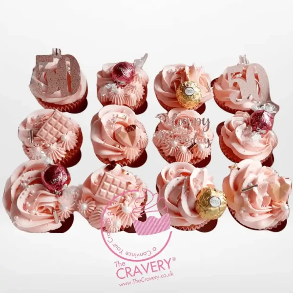 Pink Cupcakes by The Cravery, handcrafted cupcakes with elegant pink frosting, baked in Birmingham.