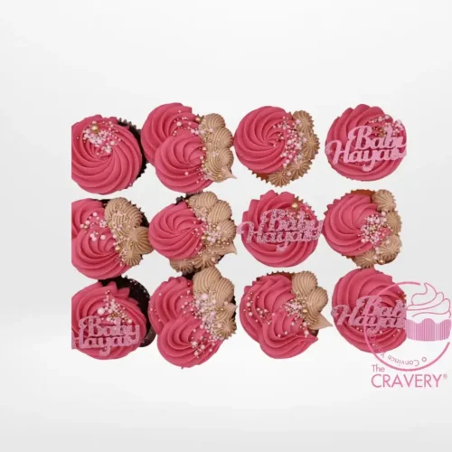 Pinkest Cupcake by The Cravery, pink frosted cupcake topped with buttercream swirl, baked fresh in Birmingham.