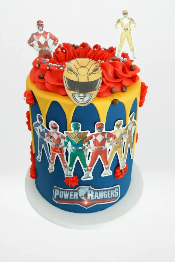 Power Rangers themed birthday cake by The Cravery in Birmingham with vibrant hero designs.