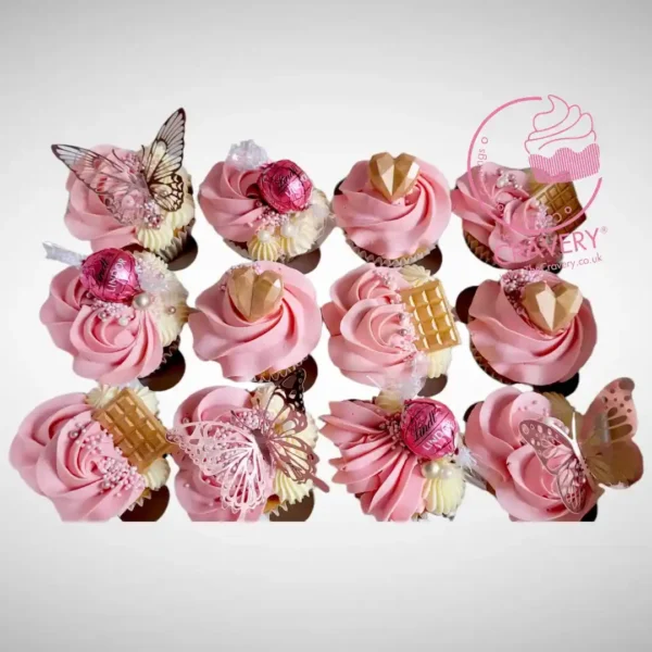 Rose Gold Cupcakes by The Cravery, elegant rose gold buttercream cupcakes baked fresh in Walsall.