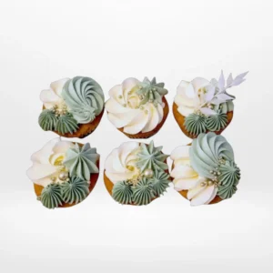 Sage Green and White Cupcakes, The Cravery Walsall Sage Green and White Cupcakes by The Cravery – elegant handcrafted cupcakes with buttercream swirls, baked fresh in Walsall.