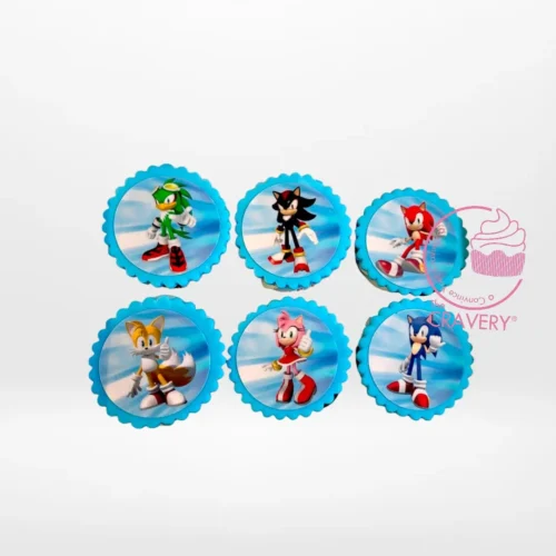 Sonic the Hedgehog Cupcake Toppers by The Cravery, cupcakes with Sonic edible print toppers, freshly baked in Birmingham.