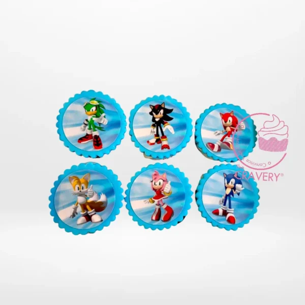 Sonic the Hedgehog Cupcake Toppers by The Cravery, cupcakes with Sonic edible print toppers, freshly baked in Birmingham.