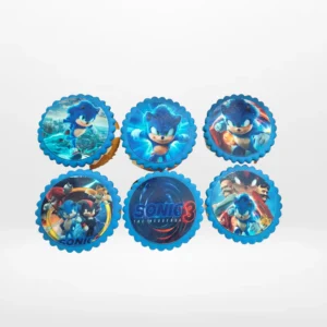 Sonic the Hedgehog Cupcake Toppers, The Cravery Birmingham Sonic the Hedgehog Cupcake Toppers by The Cravery, cupcakes with Sonic edible print toppers, freshly baked in Birmingham.