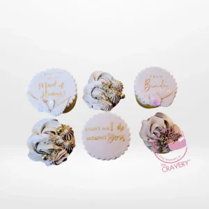 Maid of Honour Cupcakes, The Cravery Birmingham Maid of Honour Cupcakes by The Cravery, elegant handcrafted cupcakes with floral and metallic details, baked fresh in Birmingham.