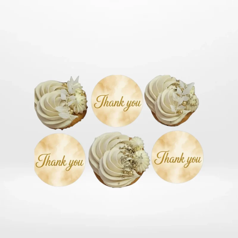 Thank You cupcakes with elegant buttercream swirls and edible toppers from The Cravery Cake Shop Birmingham.
