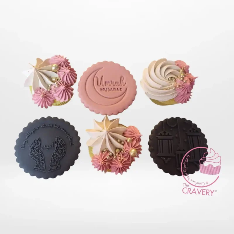 Umrah Mubarak Cupcake, The Cravery Birmingham Umrah Mubarak Cupcake by The Cravery, elegant Islamic-themed cupcake baked fresh in Birmingham.