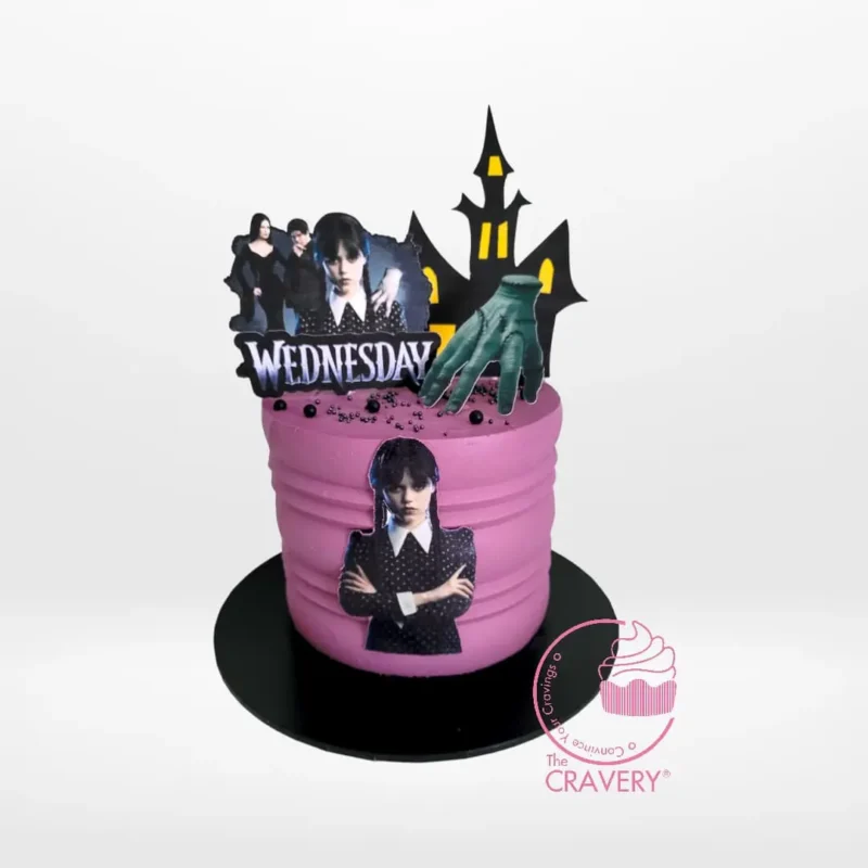 Wednesday Cake, The Cravery Sutton Coldfield Wednesday Cake by The Cravery, handcrafted Addams Family-themed design, available for birthday cakes in Sutton Coldfield.