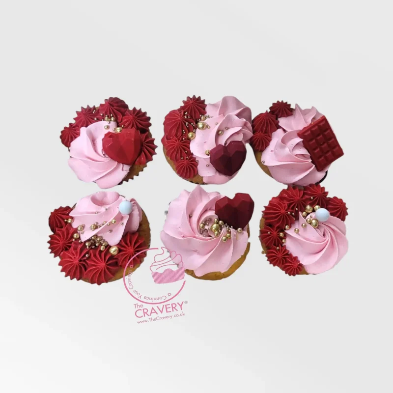 Heart Cupcakes, The Cravery Birmingham Heart Cupcakes by The Cravery, romantic buttercream cupcakes in Birmingham.