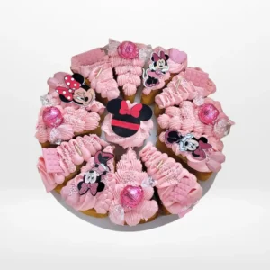 Minnie Mouse Pizza Cake, The Cravery Birmingham Minnie Mouse Pizza Cake by The Cravery, creative pizza-style Minnie Mouse cake from cake shop Birmingham.
