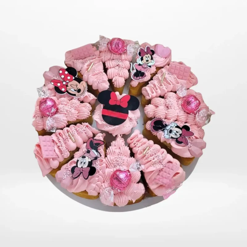 Minnie Mouse Pizza Cake, The Cravery Birmingham Minnie Mouse Pizza Cake by The Cravery, creative pizza-style Minnie Mouse cake from cake shop Birmingham.