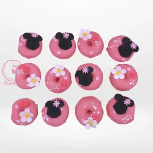 Minnie Mouse themed mini doughnuts from a cake shop in Birmingham.