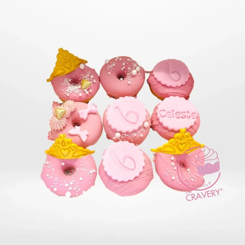 Princess Doughnut, Cake Doughnut Birmingham Princess Doughnut decorated with elegant royal themed details from a cake doughnut shop in Birmingham.