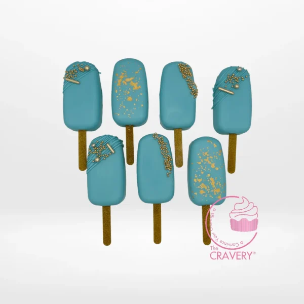 Blue Mini cakesicles handcrafted in Birmingham.