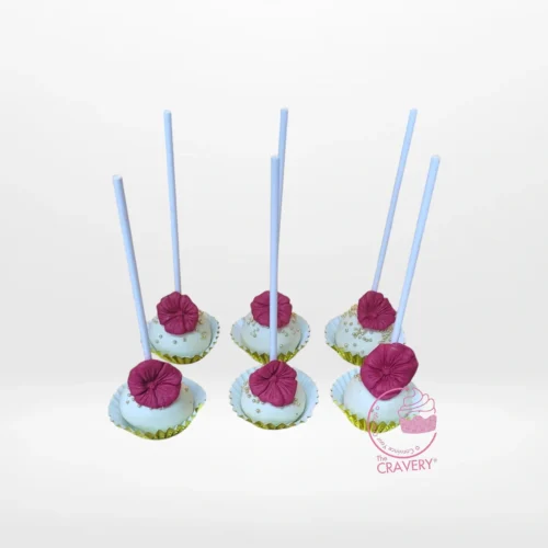 Burgundy themed cake pop arrangement with gold and elegant decorative accents from a cake shop in Smethwick.