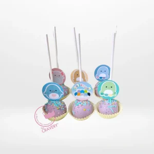 Squishmallows Cake Pop Cake, Birthday Cakes Birmingham Squishmallows themed cake pop cake with colourful character cake pops for birthday celebrations in Birmingham.