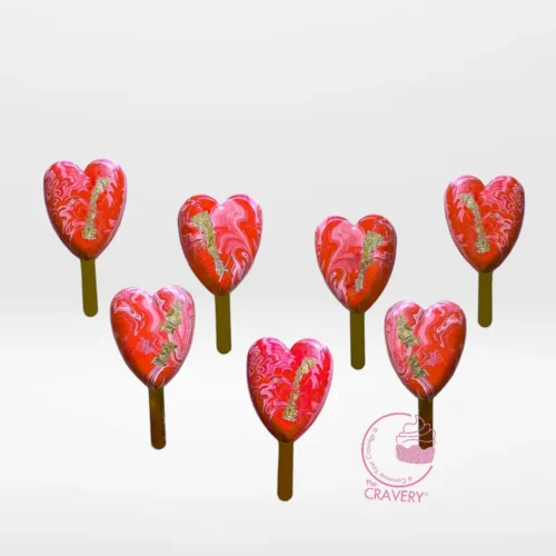 Heart Cakesicles handcrafted at Birmingham cake shop