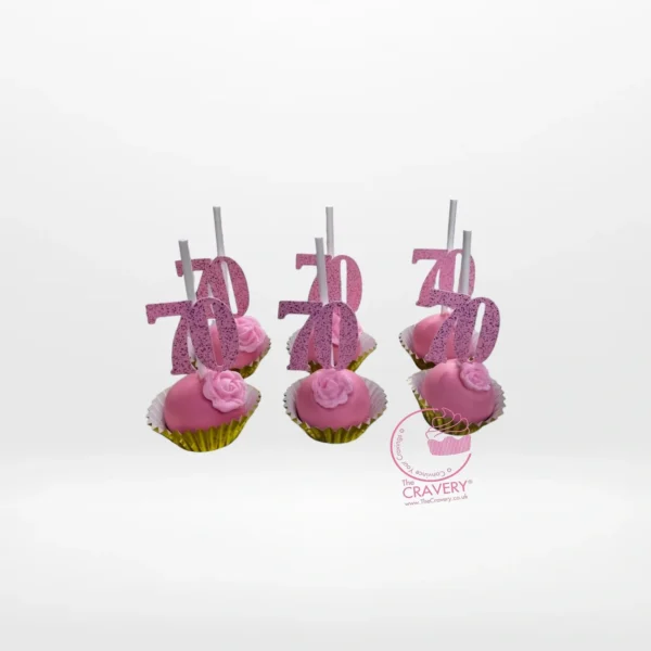 Number themed cake pops decorated with colourful cartoon details from a cake shop in Birmingham.