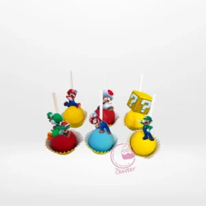Mario Cake Pop, Bakery Sutton Coldfield Mario themed cake pop with handcrafted character details from a bakery in Sutton Coldfield.