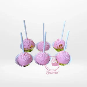 Pink Cake Pop, Cake Shop Sutton Coldfield Pink cake pop with elegant decorations handcrafted at a cake shop in Sutton Coldfield.