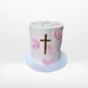 1st communion cake with elegant design and smooth buttercream finish handcrafted in Birmingham.