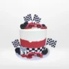Race car cake with bold design and detailed decoration handcrafted in Birmingham.