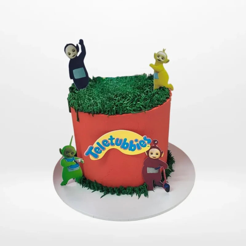 Teletubbies Birthday Cake Birmingham Teletubbies themed birthday cake with colourful character design made in Birmingham.