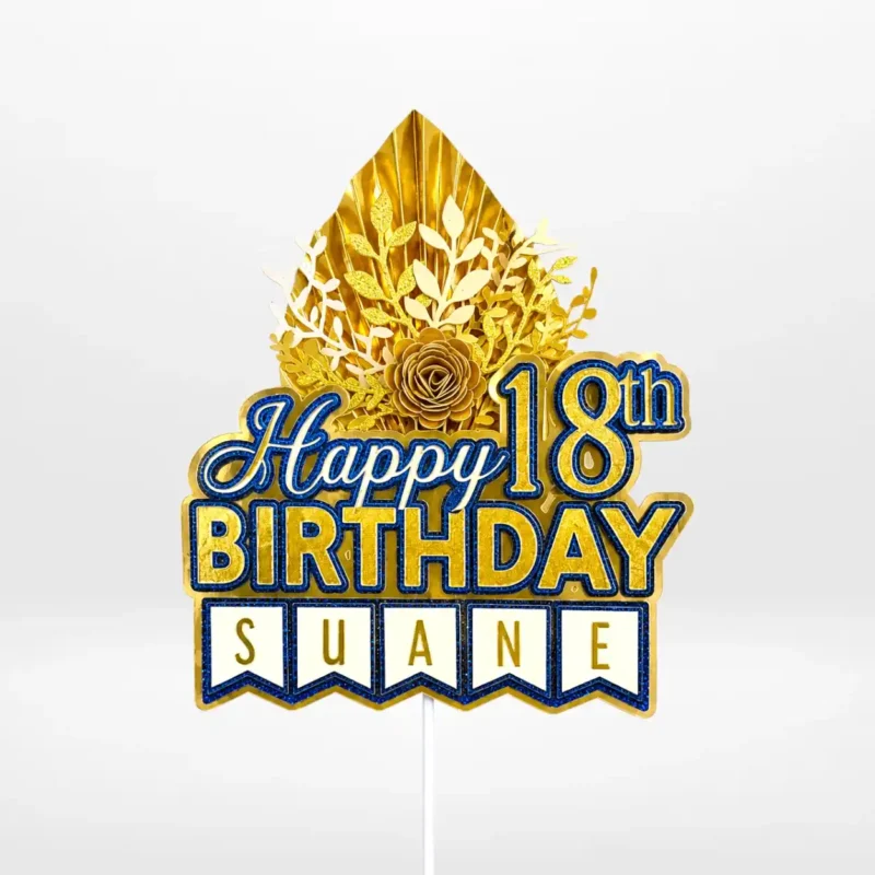 Premium personalised 18th birthday cake topper with layered 3D design from Cake Shop Walsall.