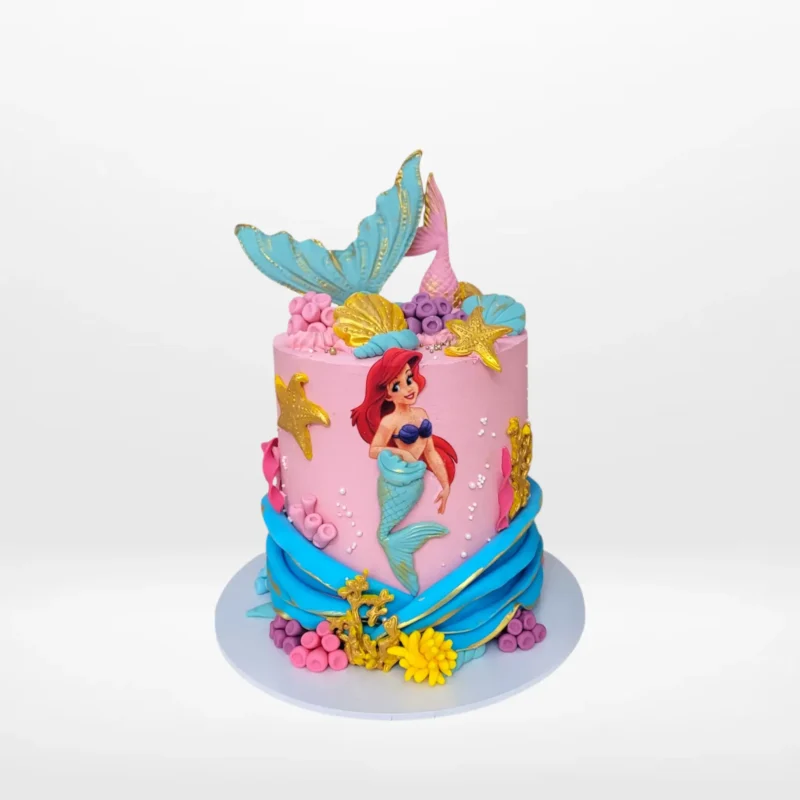Ariel cake with underwater decorations from Cake Shop Birmingham.