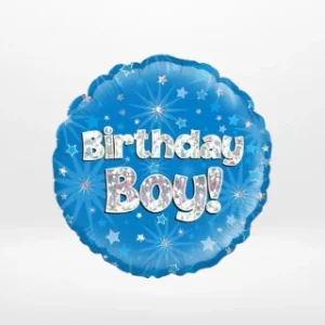 Birthday Boy balloon with colourful celebratory design from Cake Shop Birmingham.