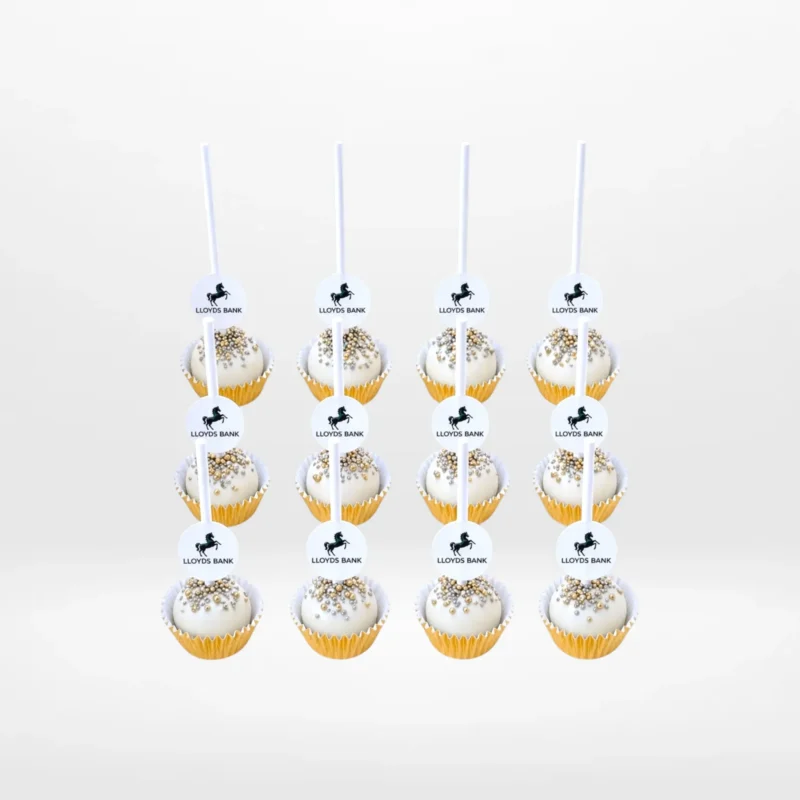 Branded Cake Pops Birmingham Branded Cake Pops with personalised logo decoration and elegant finish handcrafted in Birmingham.