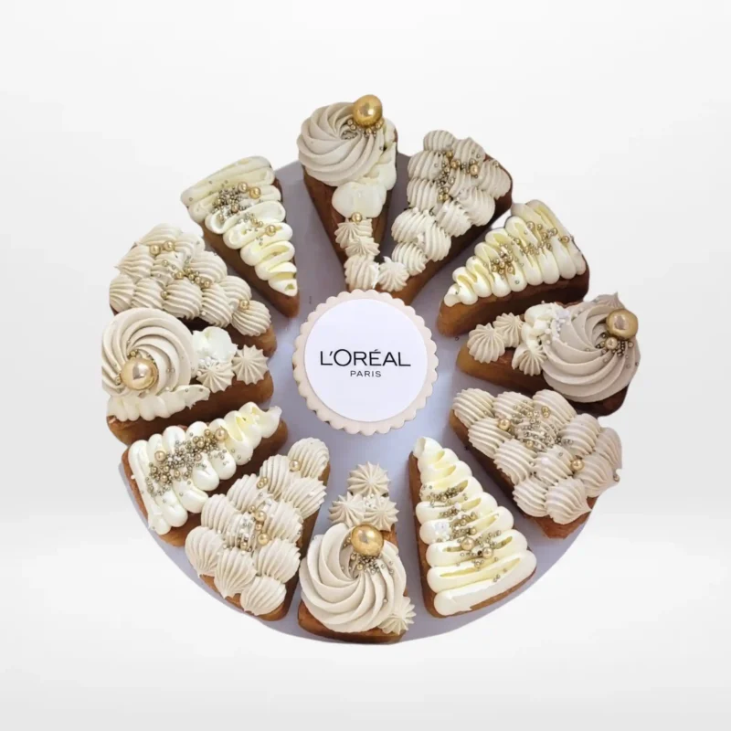 Branded Pizza Cake with personalised logo design and smooth buttercream finish handcrafted in Birmingham.
