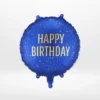 Happy birthday blue balloon with bright celebratory design prepared in Birmingham.