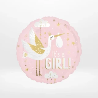 Baby girl balloon with pink decorative styling and cheerful design prepared in Birmingham.