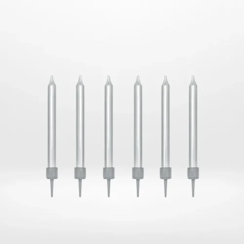 Short silver candles for celebration cakes from Cake Shop Walsall.