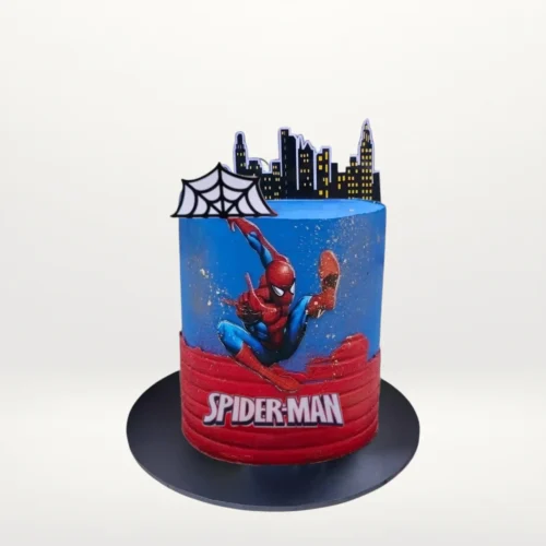 Simple Spider Man cake with smooth buttercream finish and clean superhero styling handcrafted in Birmingham.