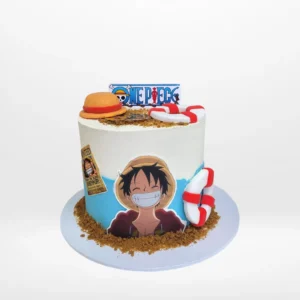 One Piece Cake Design with Luffy edible print and fondant decorations from Cake Shop Birmingham